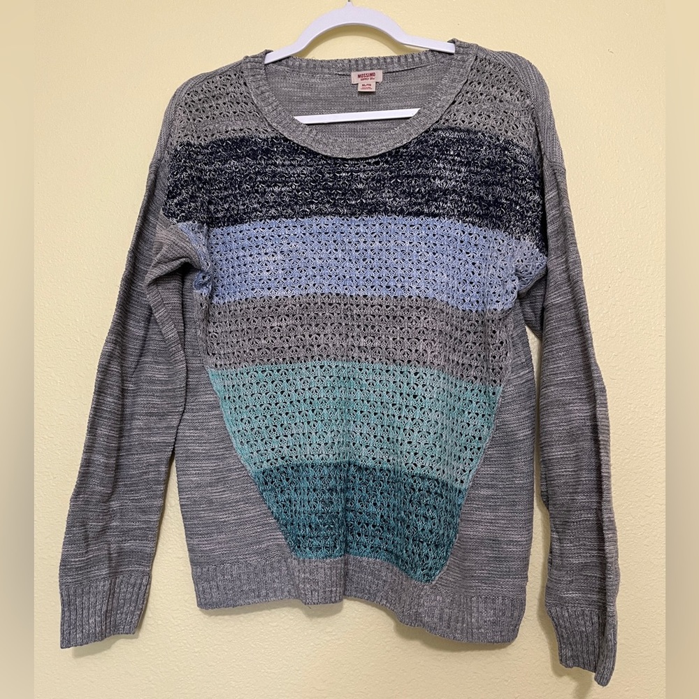 Junior’s Mossimo Supply Co. Gray and Multi-colored Crew Neck Sweater, X-Large